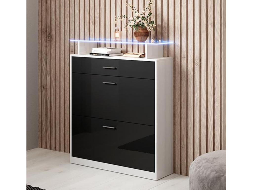 Cabinet (White) 89X24X105CM - Blanc/Noir