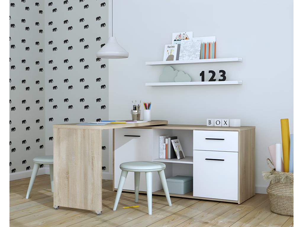 Desk (White) - Brown