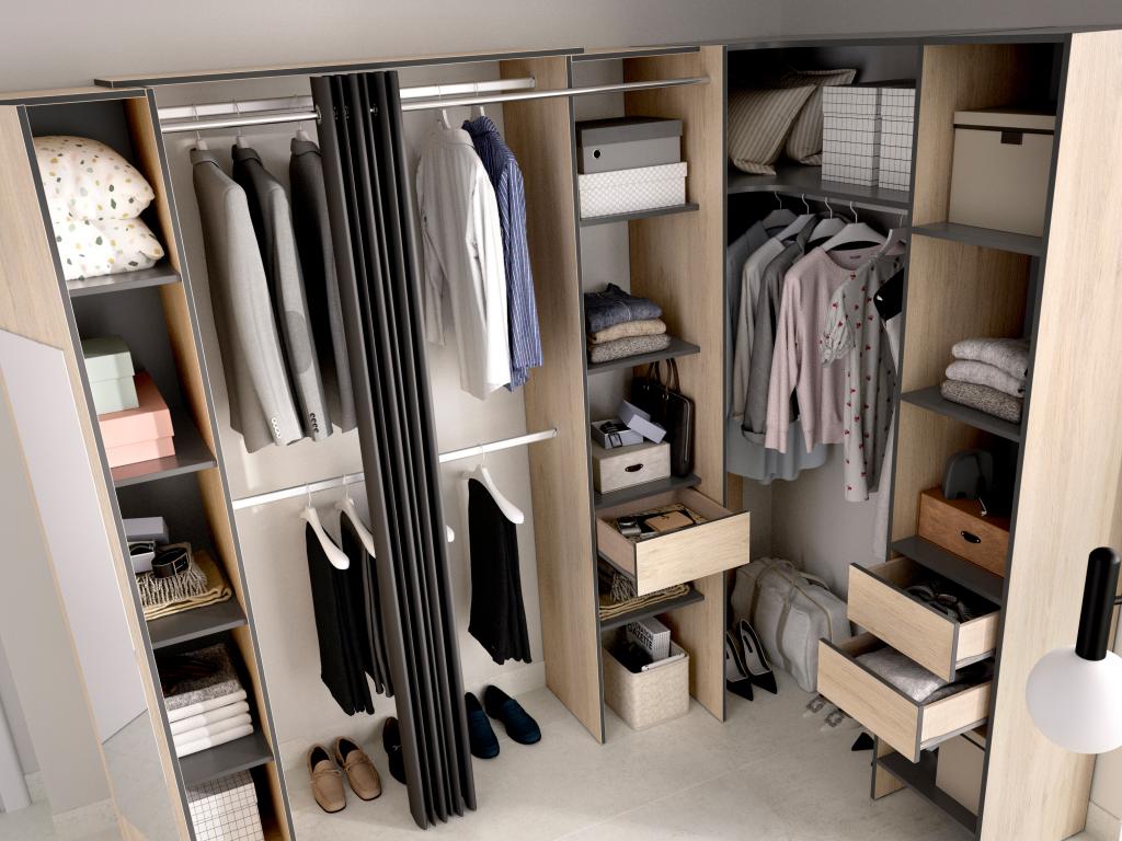 Curtain Mirror (Natural) - Naturel clair/Gris anthracite