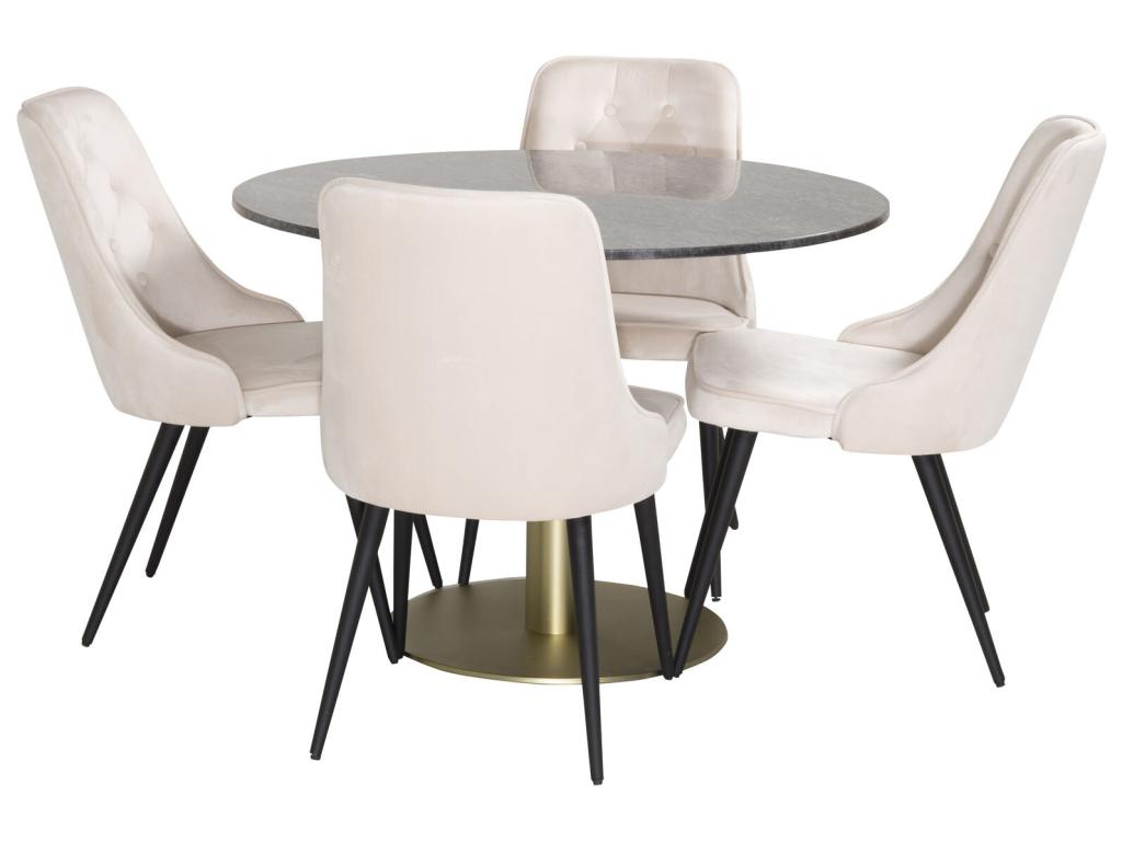 Table Chairs (Black) - Beige
